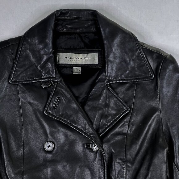 Marc New York Andrew Marc Vintage Soft Leather Double-Breasted Jacket Size S - Picture 5 of 11